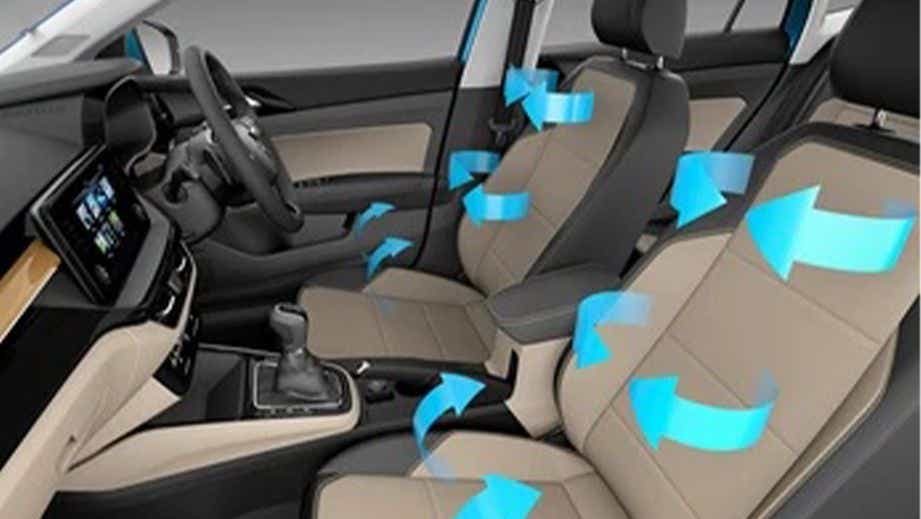 interior front seats and dashboard of a Skoda Slavia