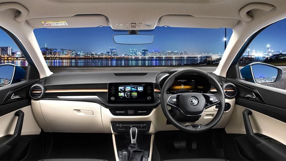 Interior dashboard view of a Skoda Slavia