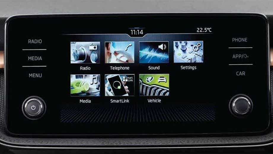 Infotainment system screen of a Skoda Slavia