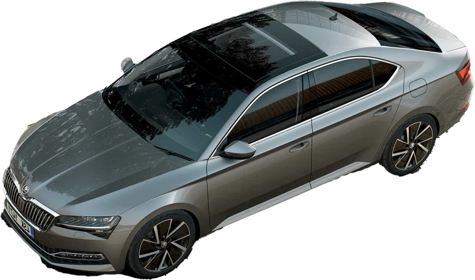 Top view of a Steel Grey Skoda Superb