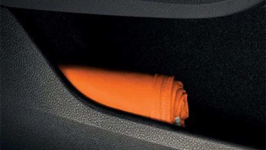 Close-up of storage compartment in a Skoda Superb