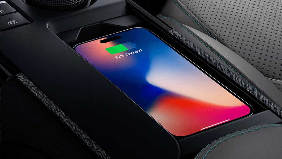 Wireless charging pad area of a Tata Nexon EV