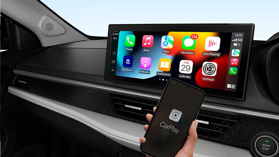 Dashboard and infotainment screen of a Tata Nexon EV