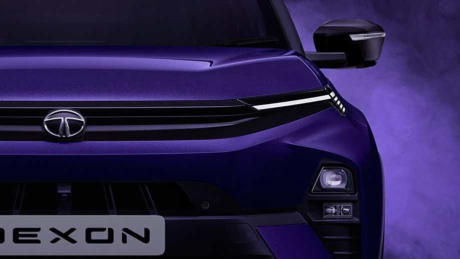 Front view of a Royal Blue Tata Nexon