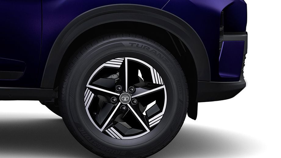 Front wheel close-up of a Tata Nexon