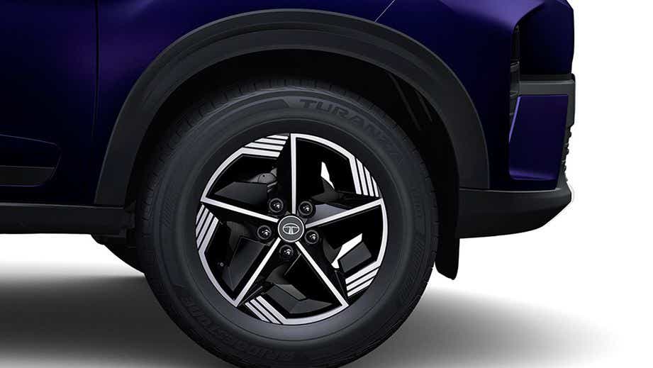 Front wheel close-up of a Tata Nexon