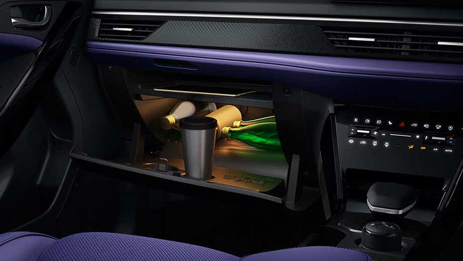 Glovebox interior of a Tata Nexon