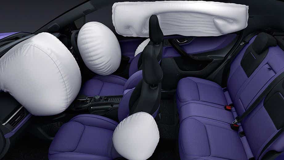 interior view with airbags deployed of a Tata Nexon