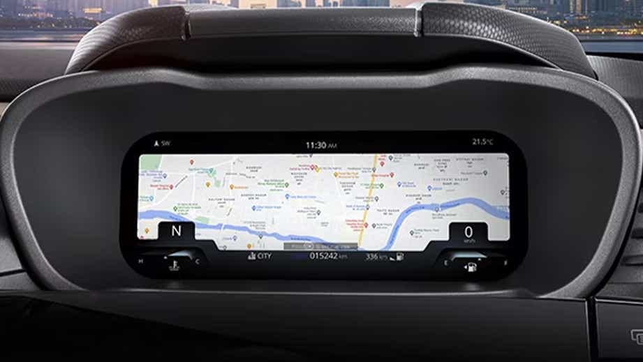 Digital instrument cluster close-up of a Tata Altroz
