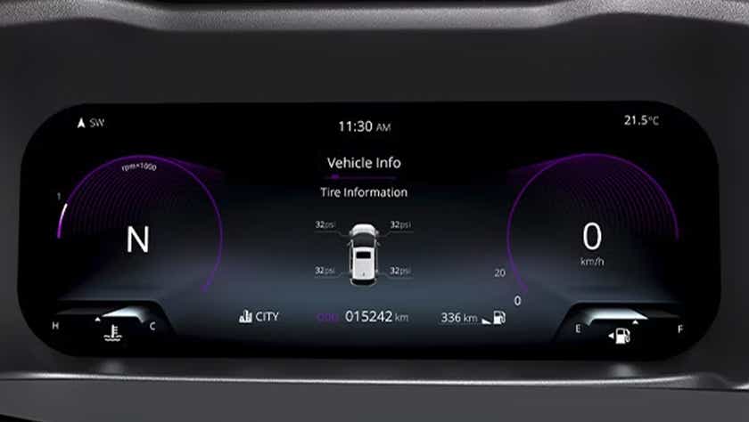 Instrument cluster display of a Tata Altroz