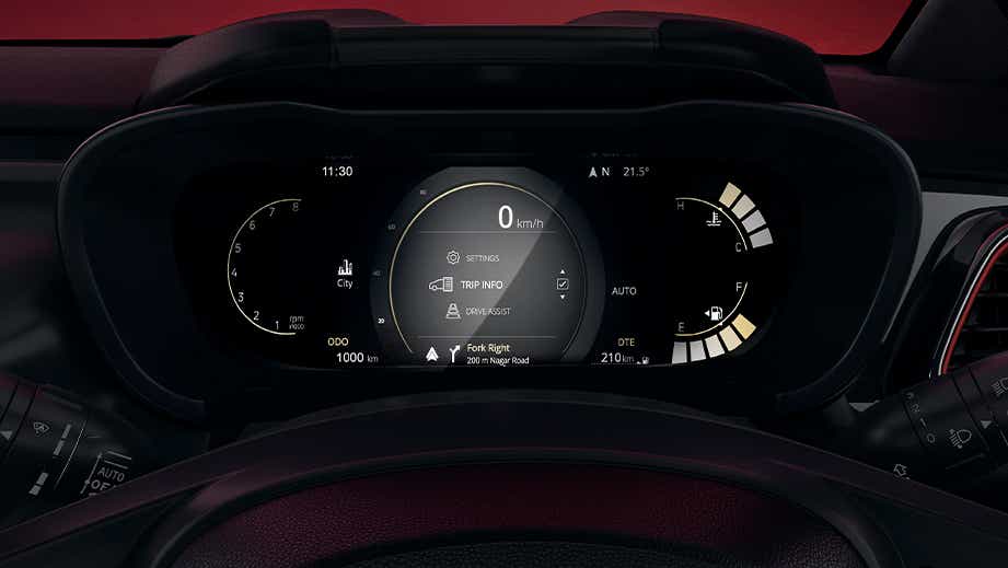 Instrument cluster display of a Tata Altroz Racer