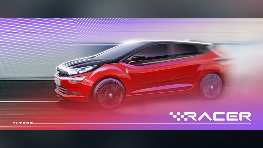 side view of a Atomic Orange Dual Tone Tata Altroz Racer