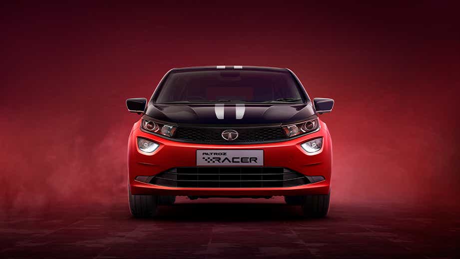 Front view of a Atomic Orange Dual Tone Tata Altroz Racer