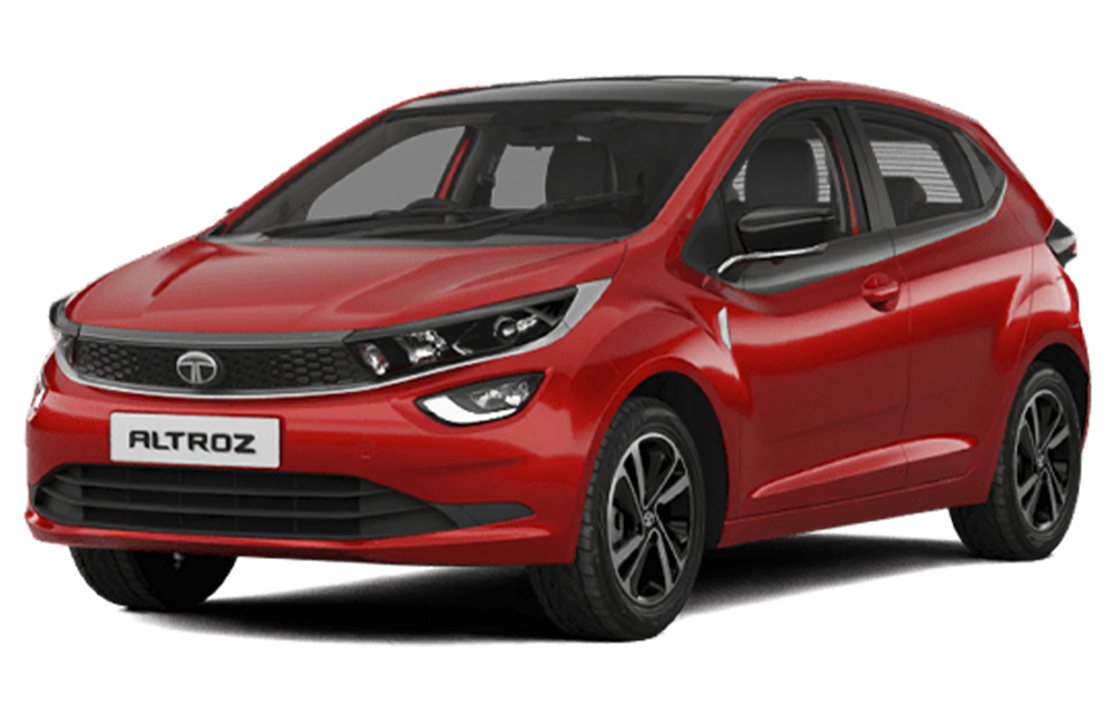 front three-quarter view of a Downtown Red Tata Altroz 2020-2024