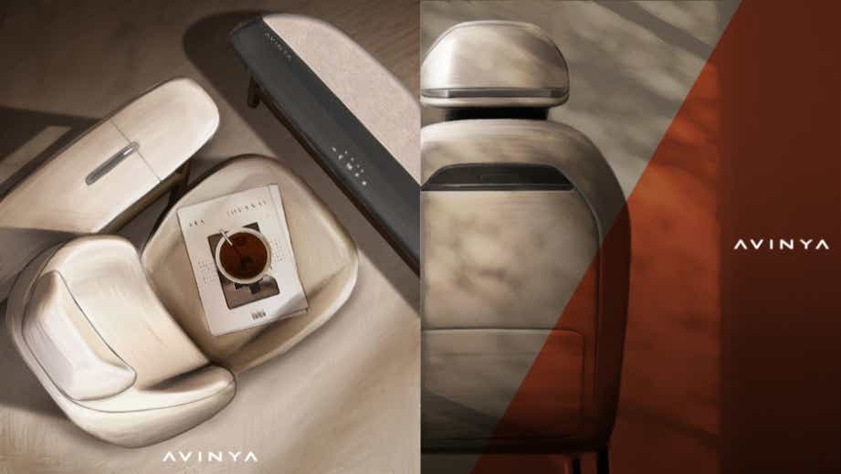 Interior seat and overhead view of a Beige Tata Avinya