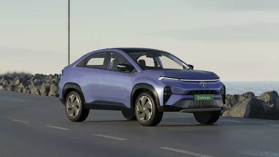 front three-quarter of a Tata Curvv EV