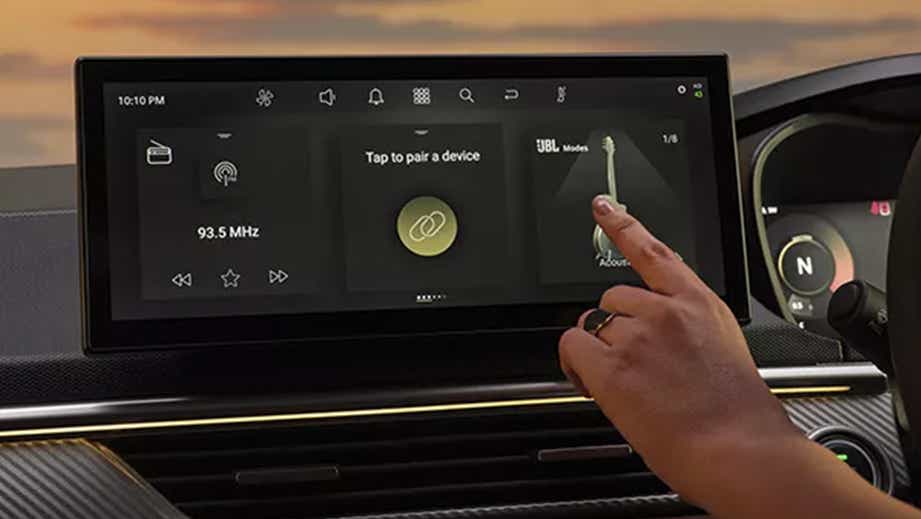 infotainment touchscreen interface of a Tata Curvv