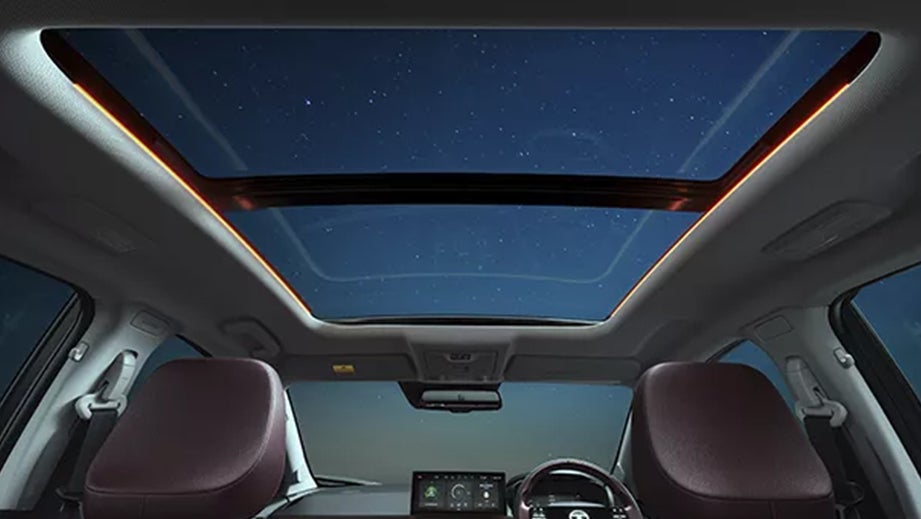 Panoramic sunroof interior of a Tata Curvv