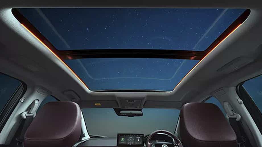 Panoramic sunroof interior of a Tata Curvv
