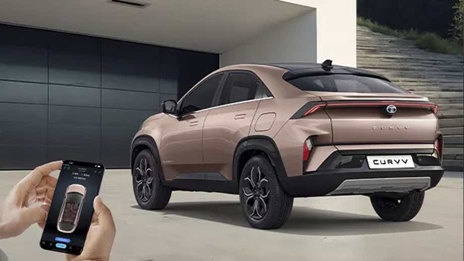 rear three-quarter of a Tata Curvv