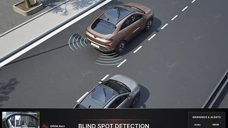 Rear three-quarter view of a Tata Curvv on road