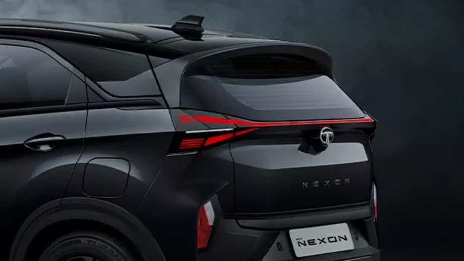 rear three-quarter of a Tata Nexon