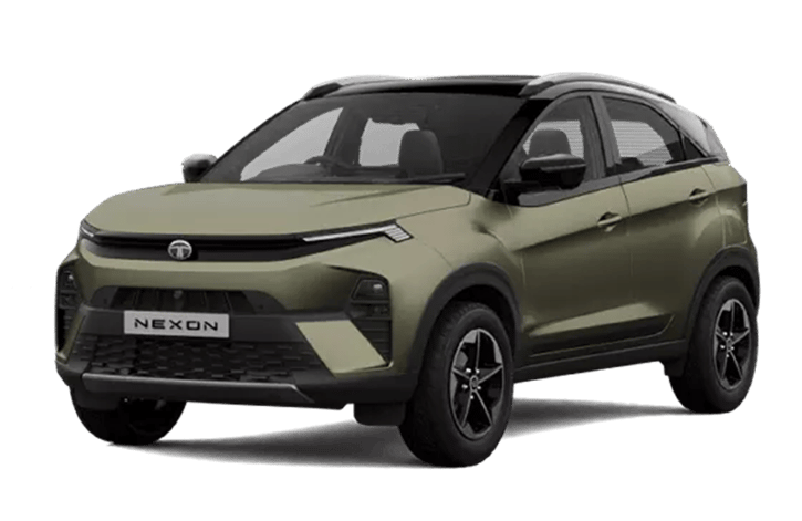 Front three-quarter view of a Tata Nexon