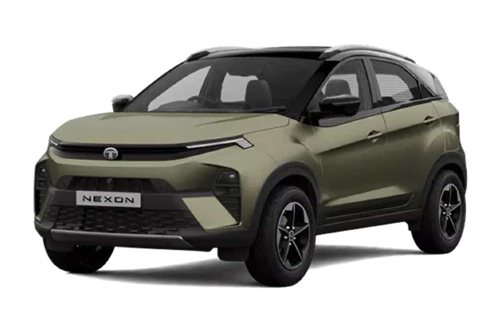 Front three-quarter view of a Tata Nexon