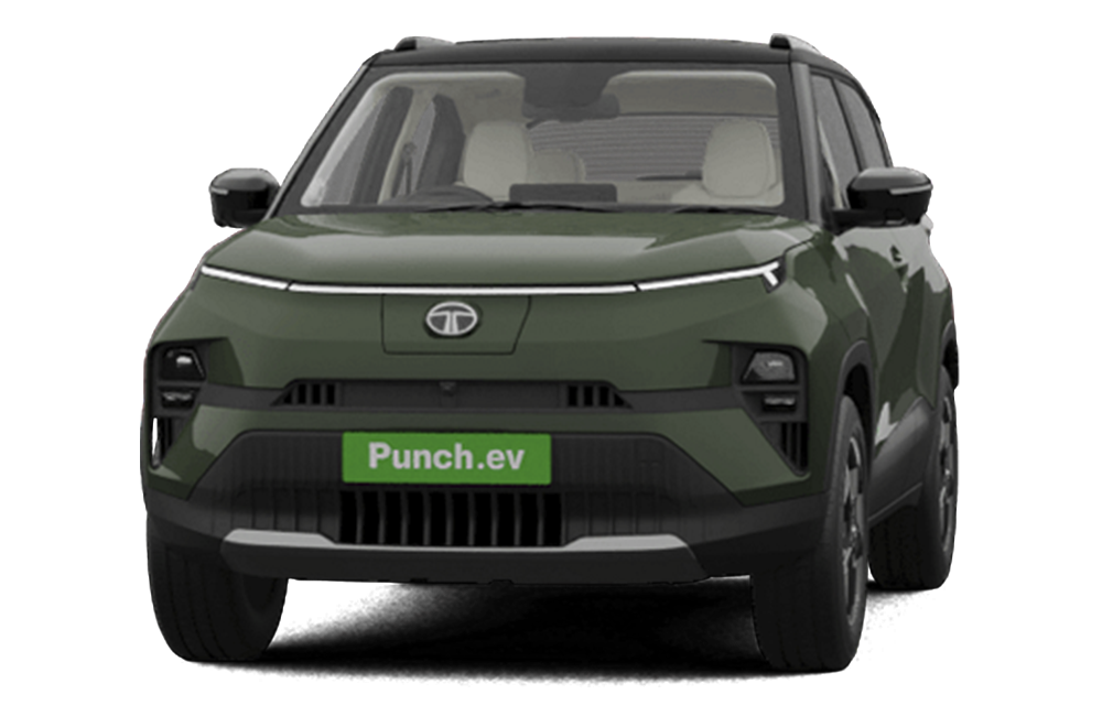 front view of a Seaweed Dual Tone Tata Punch EV