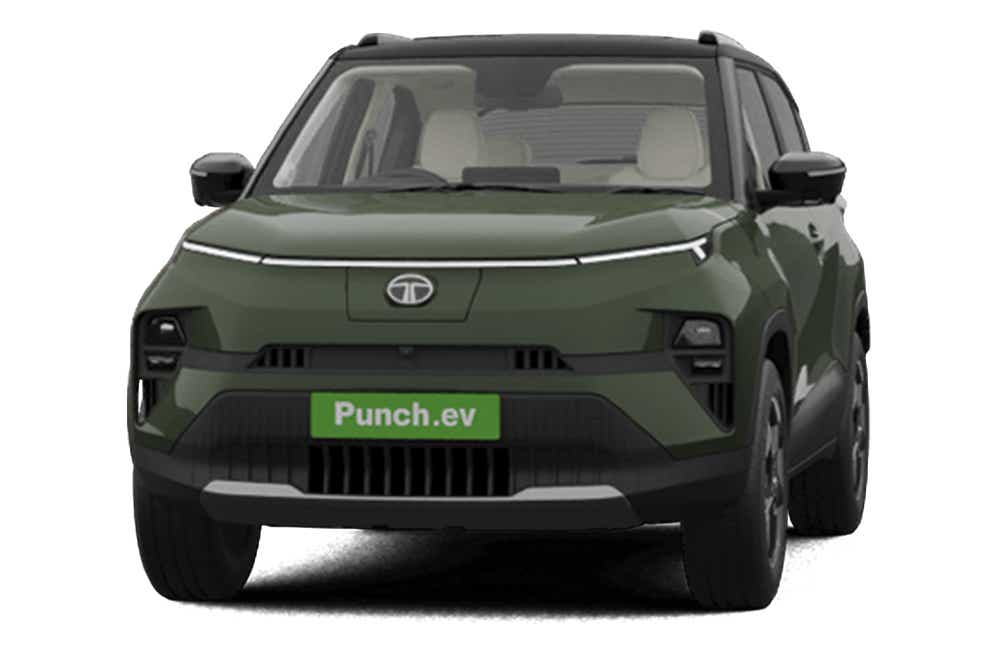 front view of a Seaweed Dual Tone Tata Punch EV