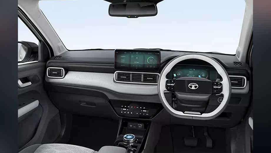 Dashboard and steering wheel of a Tata Punch EV