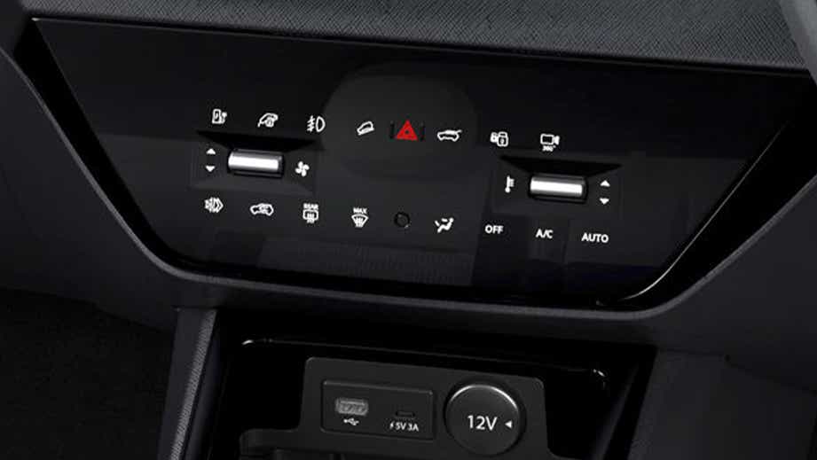 dashboard climate control panel of a Tata Punch EV