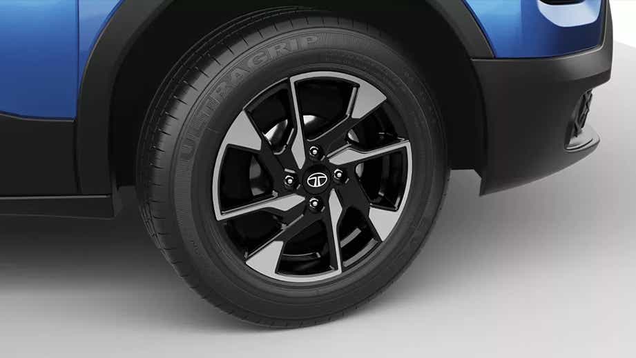 Front wheel close-up of a Tata Punch