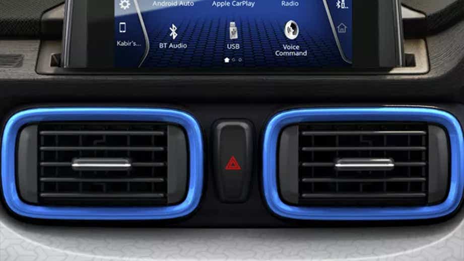 Central air vents and infotainment screen of a Tata Punch