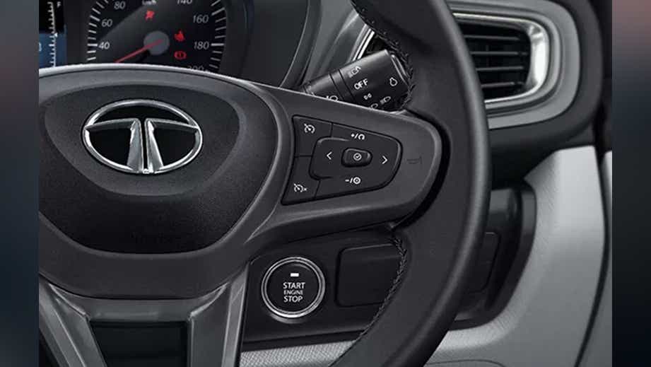 Steering wheel and dashboard of a Tata Punch