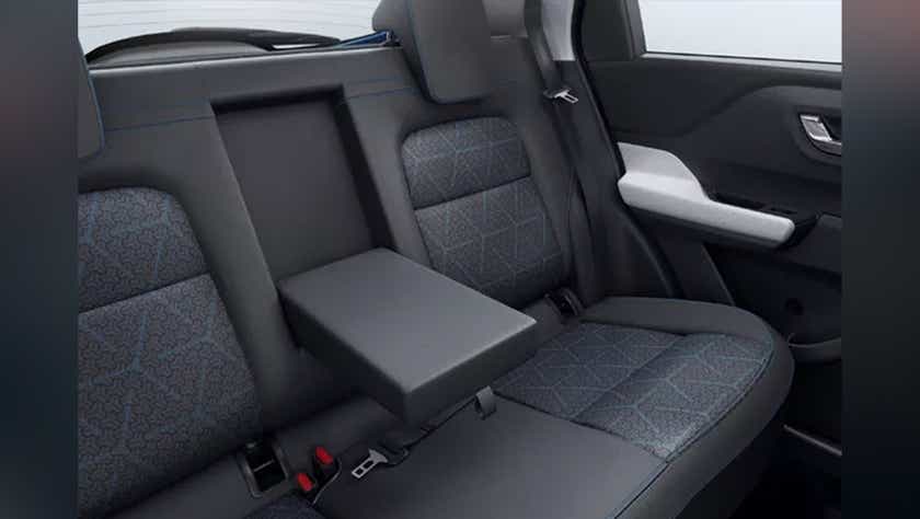 Rear seat and armrest view of a Tata Punch