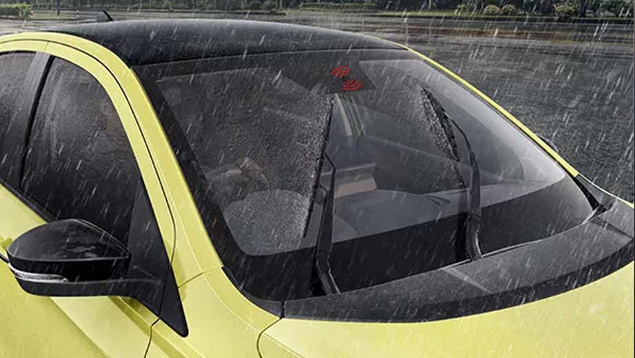 Front windshield view of a Chill Lime With Dual Tone Tata Tiago EV