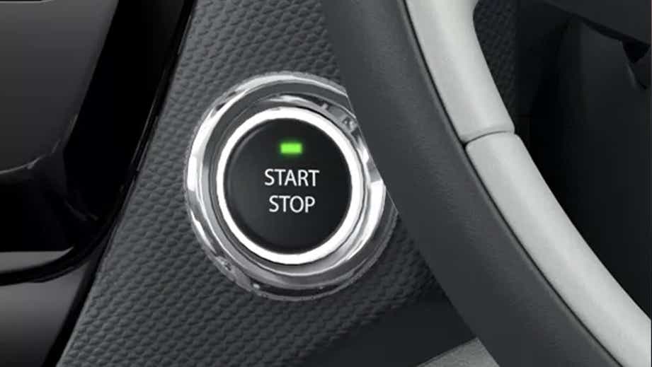 engine start-stop button close-up of a Tata Tiago EV