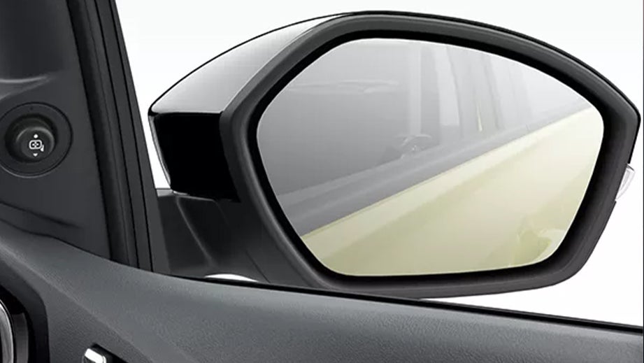 Side mirror close-up of a Tata Tiago EV