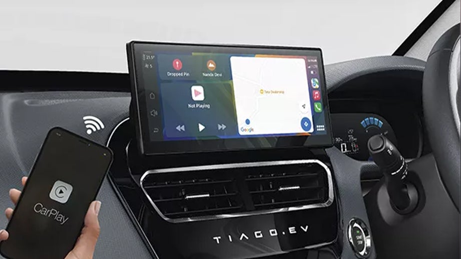 Interior dashboard of a Tata Tiago EV