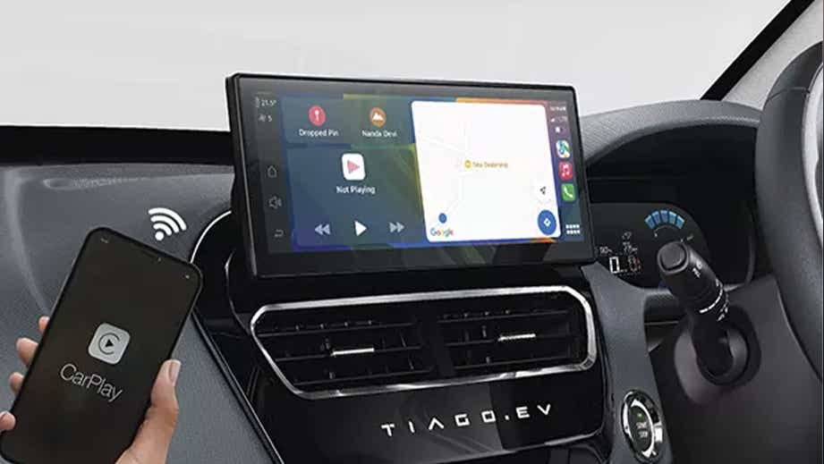Interior dashboard of a Tata Tiago EV