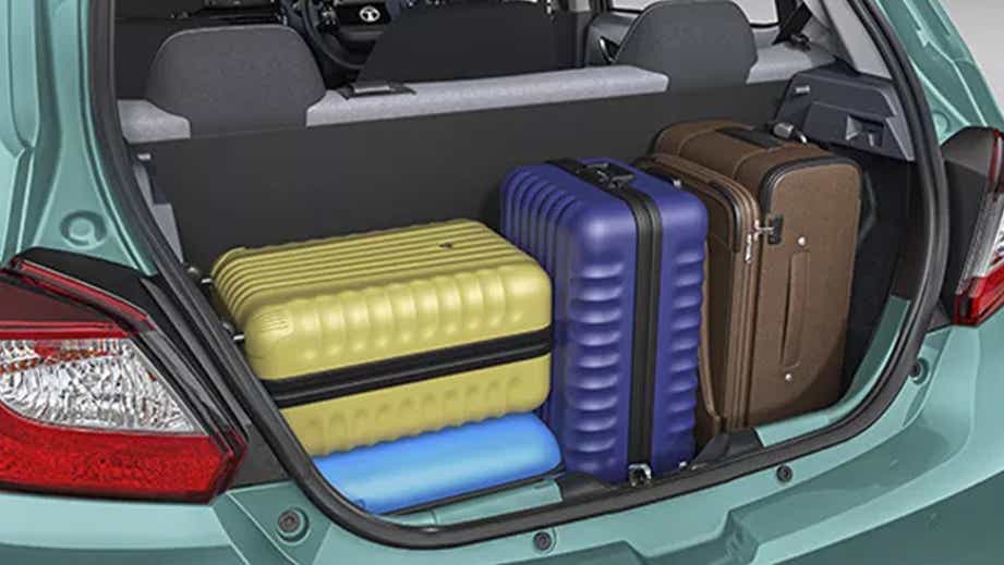 Boot space view of a Tata Tiago showing luggage
