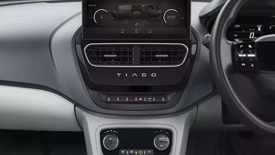 Interior dashboard view of a Tata Tiago