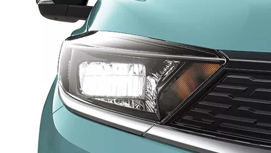 Headlight close-up of a Tata Tiago