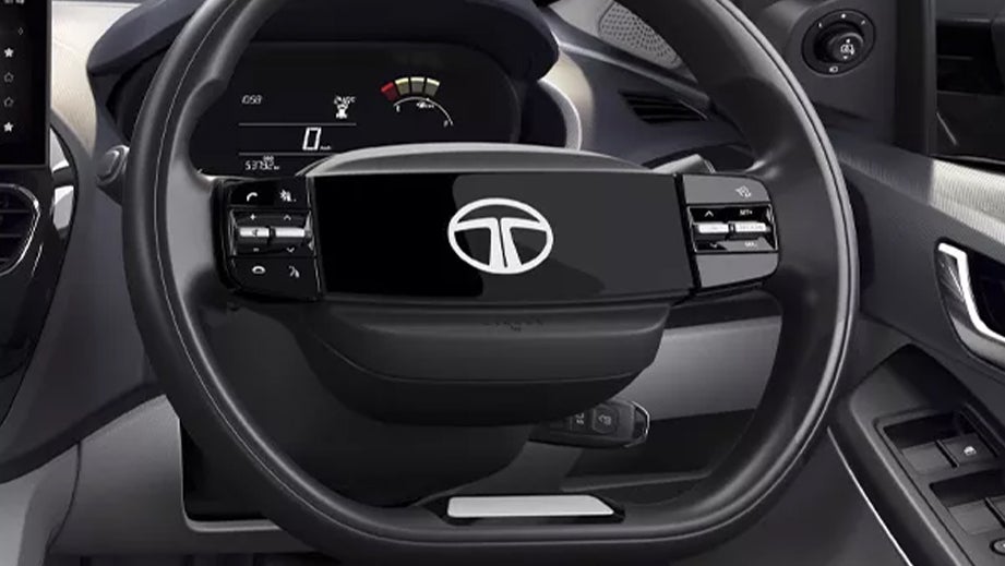 Steering wheel and dashboard of a Tata Tiago