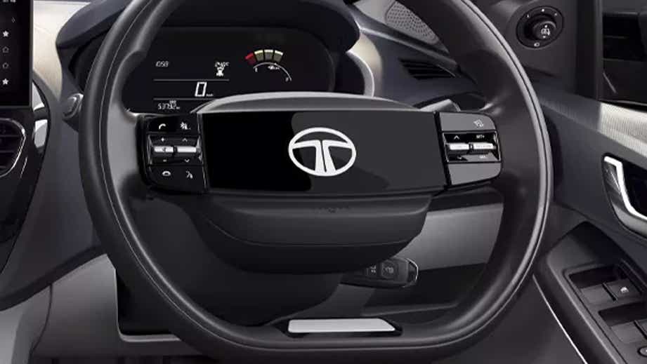 Steering wheel and dashboard of a Tata Tiago