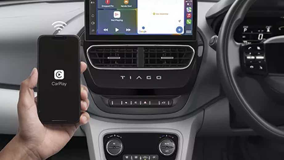 interior dashboard of a Tata Tiago