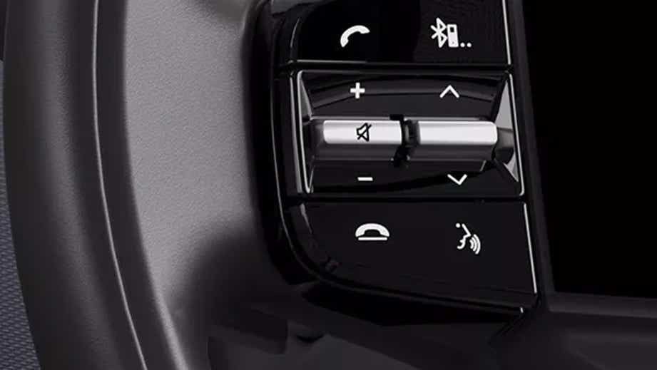 Steering wheel controls close-up of a Tata Tiago