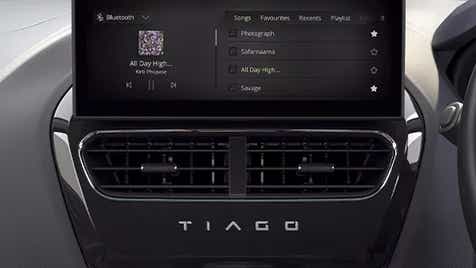 Dashboard touchscreen display of a Tata Tiago