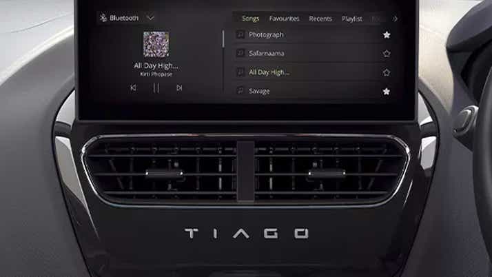 Dashboard touchscreen display of a Tata Tiago